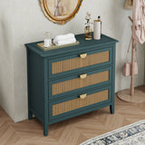 3 Drawer Cabinet, Natural rattan, American Furniture, Suitable for bedroom