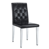 Set of 4 Metal Dining Chair Black/Silver