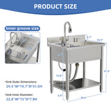 Stainless Steel Utility Sink, 29.5" Freestanding Single Bowl Laundry Sink