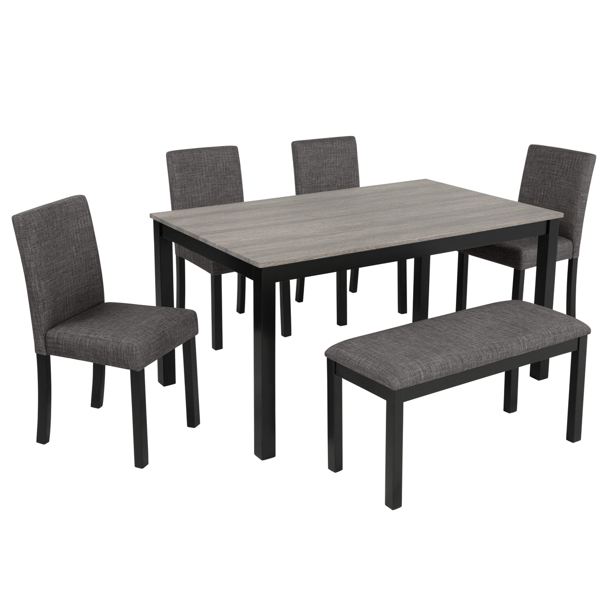 Fabric Dining Set Black/Light Gray