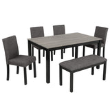 Fabric Dining Set Black/Light Gray