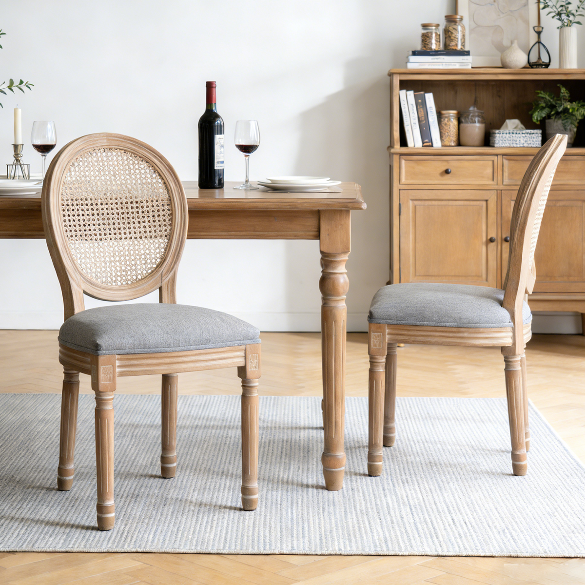 Set of 2 Solid Wood Dining Chair Grey