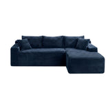 L-Shape Modular Corduroy Sectional Sofa with Chaise Blue 94"