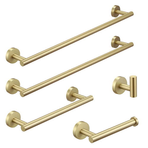 Brushed Nickel Gold 5-Piece Stainless Steel Bathroom Hardware Set