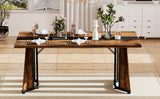 Rectangular Engineered Wood Dining Table Black/Rustic Brown 71"