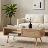 Solid Wood Coffee Table with Storage Natural