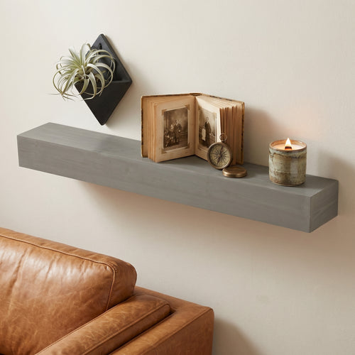 48" Fir Wood Floating Shelf Fireplace Mantel Grey Modern Decor