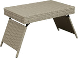Portable Folding Wicker Table Grey