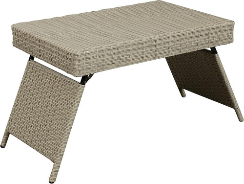 Portable Folding Wicker Table Grey