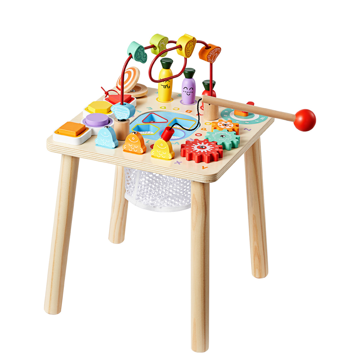 Montessori Activity Table for Toddler 1-3 Years Old, 8 in 1 Wooden Learn Activit