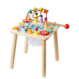 Montessori Activity Table for Toddler 1-3 Years Old, 8 in 1 Wooden Learn Activit