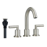 2 Handle Brushed Nickel Widespread Bathroom Sink Faucet 8