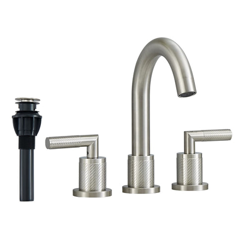 2 Handle Brushed Nickel Widespread Bathroom Sink Faucet 8