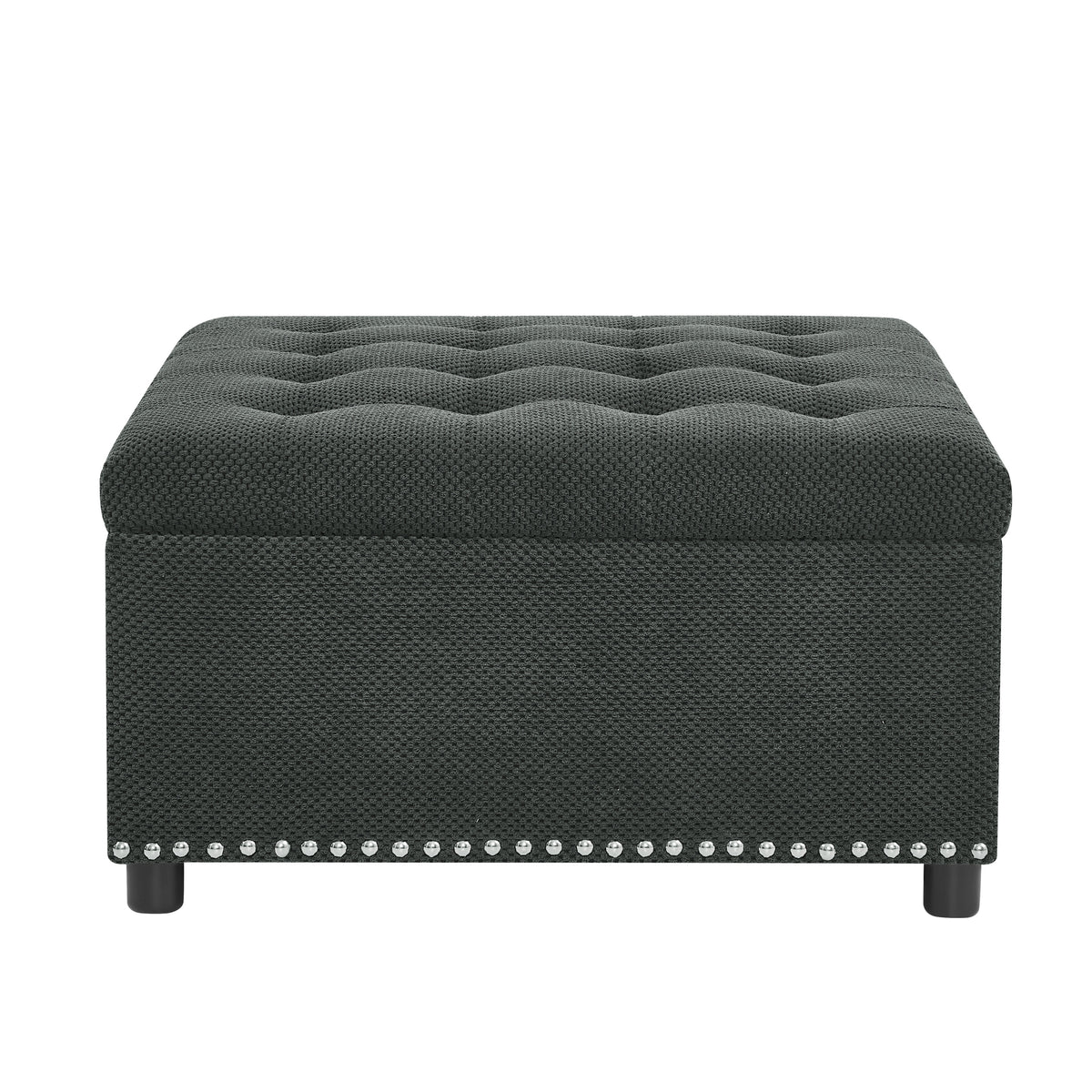 Wood Ottoman Dark Grey