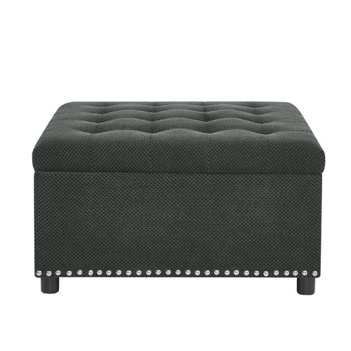 Wood Ottoman Dark Grey