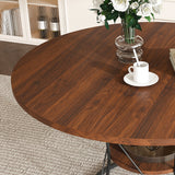 Stone Dining Table Walnut/Black 49"
