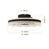 Ceiling Fan with LED Light - Crystal Flush Mount - Black - 20"