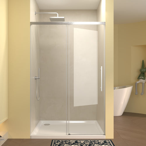 48" x 72" Frameless Sliding Shower Door, Tempered Glass