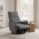 Velvet Recliner Swivel Power Dark Gray