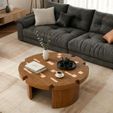 Round Engineered Wood Coffee Table Brown/Yellow