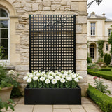 Metal Planter Box with Trellis 70.9in H x 43.3in W x 15.8in D - Outdoor Raised G
