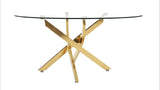 Oval Glass Dining Table Gold 39"