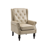 Accent Lounge Chair PU Leather Camel Rubber Wood Legs Sinuous Springs 250 LB
