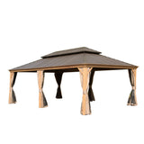 14x24ft Hardtop Gazebo Aluminum Frame Double Roof Gutter