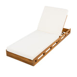 Outdoor Chaise Lounge Chair Acacia Wood Cream/Teak