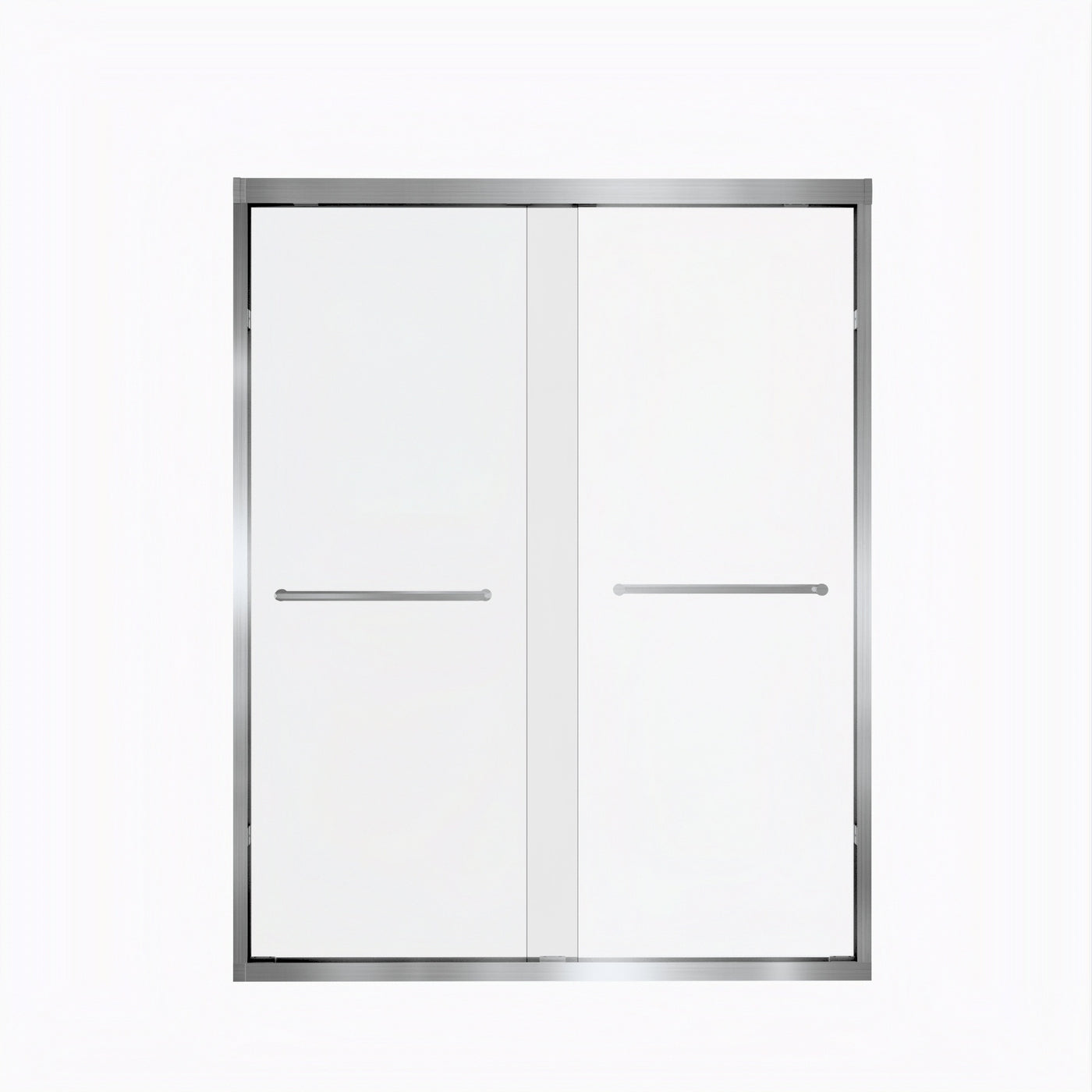 60x72 Brushed Nickel Aluminum Tempered Glass Double Sliding Shower Door
