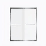 60x72 Brushed Nickel Aluminum Tempered Glass Double Sliding Shower Door