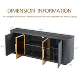 Modern 64" Wavy TV Cabinet with LED Lights Black