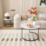 Round Wood Nesting Tables Set of 2 White