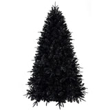 7.5ft Black Christmas Tree with 500 White LED Lights, 2156 Tips PE+PVC Artificia