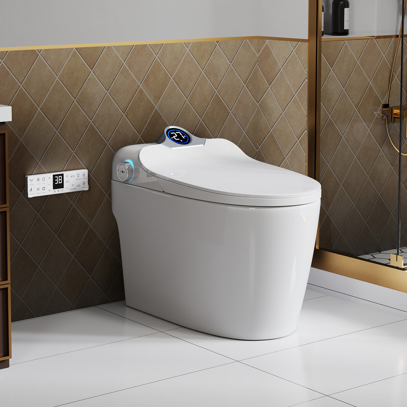 Smart Bidet Toilet Seat with Remote Control, Heated Seat, Night Light