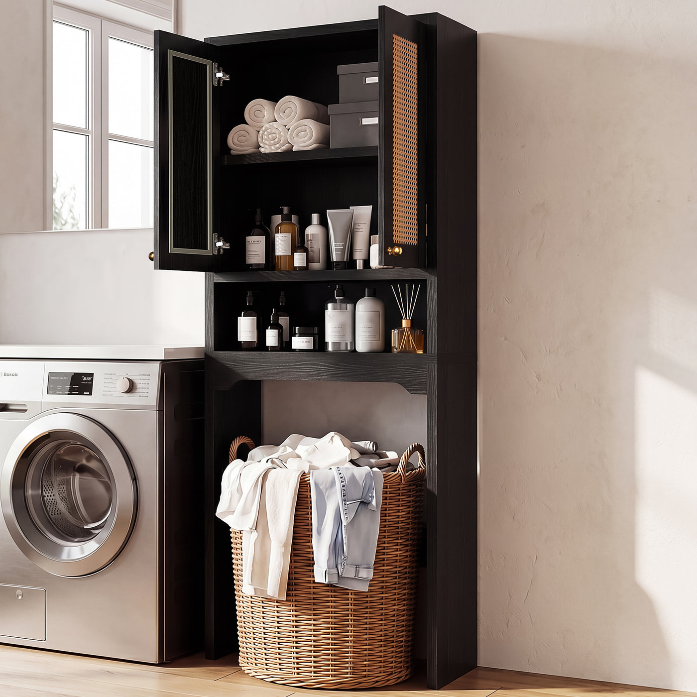 Over The Toilet Storage Cabinet Bathroom Organizer Rattan