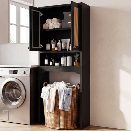 Over The Toilet Storage Cabinet Bathroom Organizer Rattan