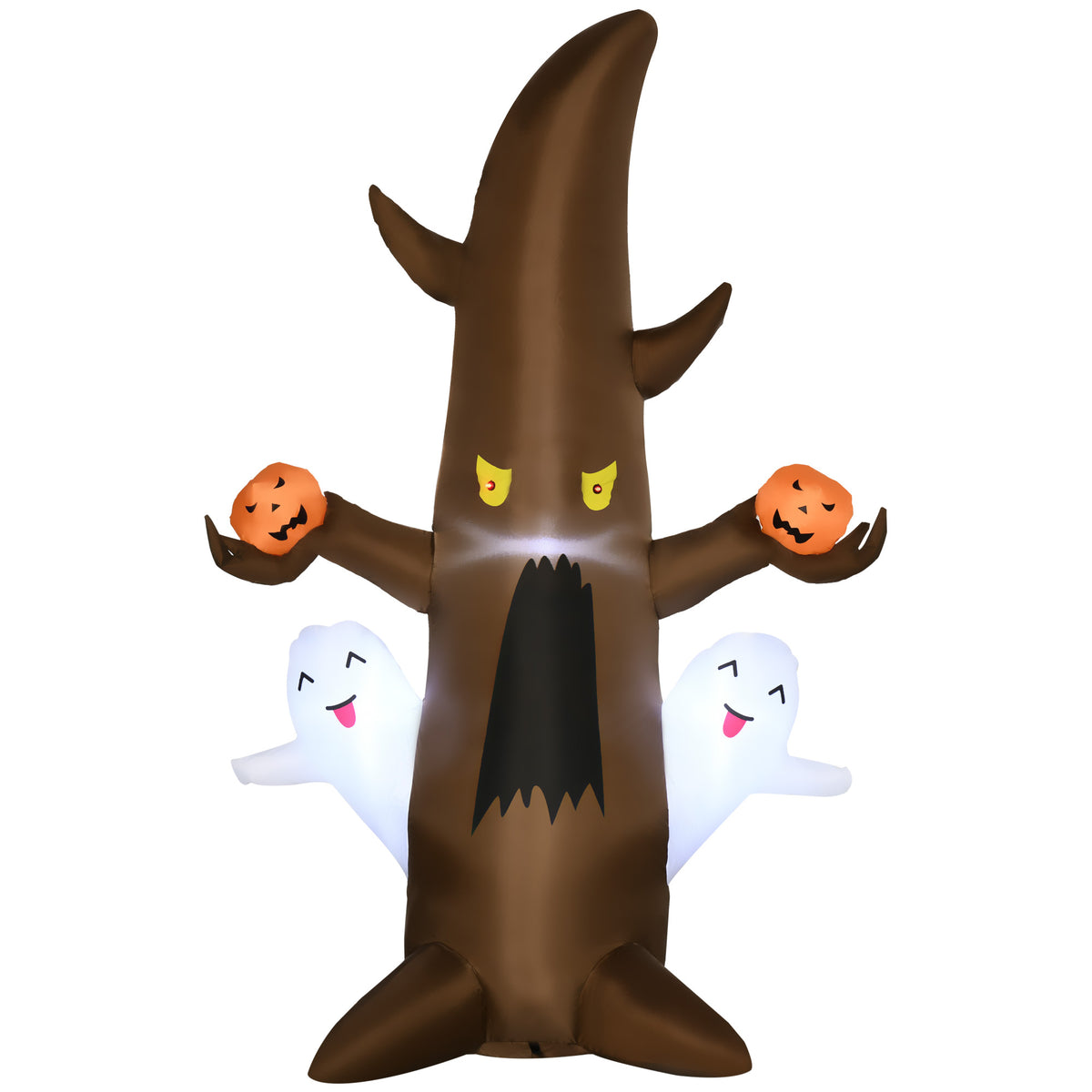 5' Halloween Inflatables Outdoor Decorations Ghost Tree with Pumpkins, Blow-Up L