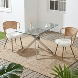 Set of 2 Metal Dining Chair Beige/Brown