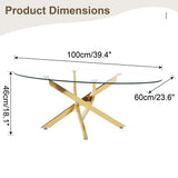 Oval Glass Dining Table Gold 39"