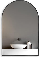 20x30 Black Metal Framed Arched Bathroom Mirror