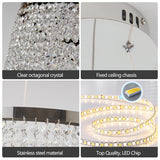 Crystal LED Chandelier 16" - Chrome, Adjustable 3000K-6000K