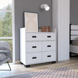 White Four Drawer Dresser with Double Drawer