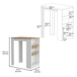 Kitchen Island - White & Macadamia - Bottle Shelves - 41"H