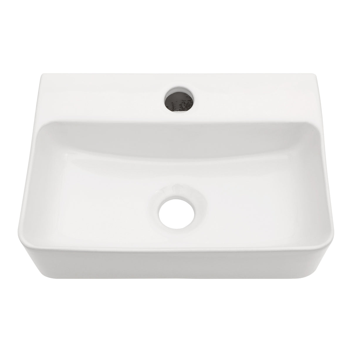 14.5 x 10 Inch Modern White Ceramic Rectangular Wall Mount Bathroom Sink with Si