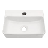 14.5 x 10 Inch Modern White Ceramic Rectangular Wall Mount Bathroom Sink with Si