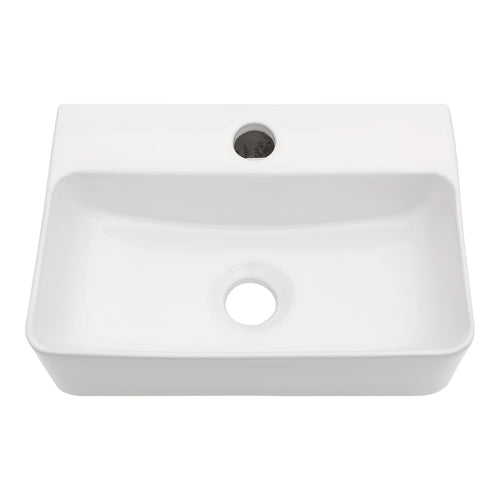 14.5 x 10 Inch Modern White Ceramic Rectangular Wall Mount Bathroom Sink with Si
