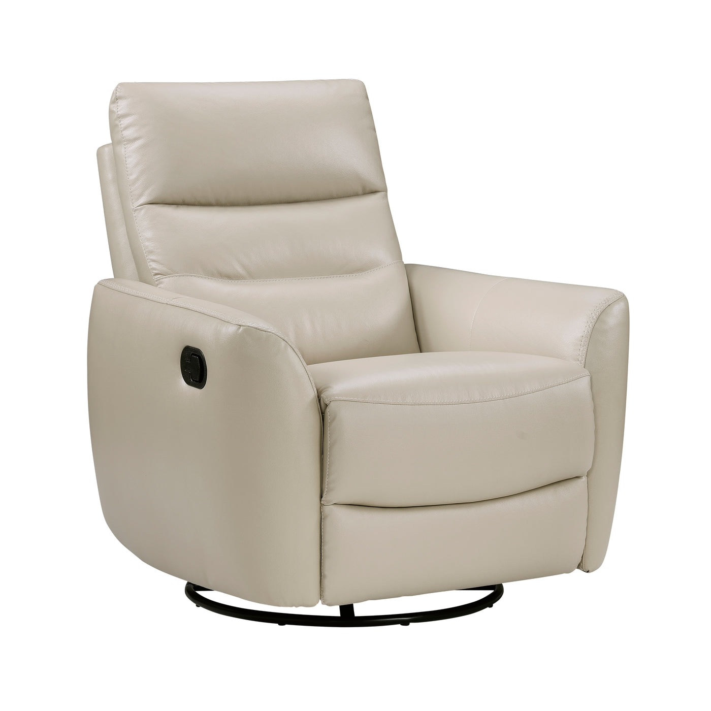Taupe Leather Swivel Glider Recliner Chair