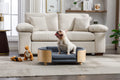 Scandinavian Elevated Dog Bed With Solid Wood Legs Velvet Cushion Dark Grey