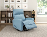 Blue Leather Glider Recliner Chair with Swivel Motion